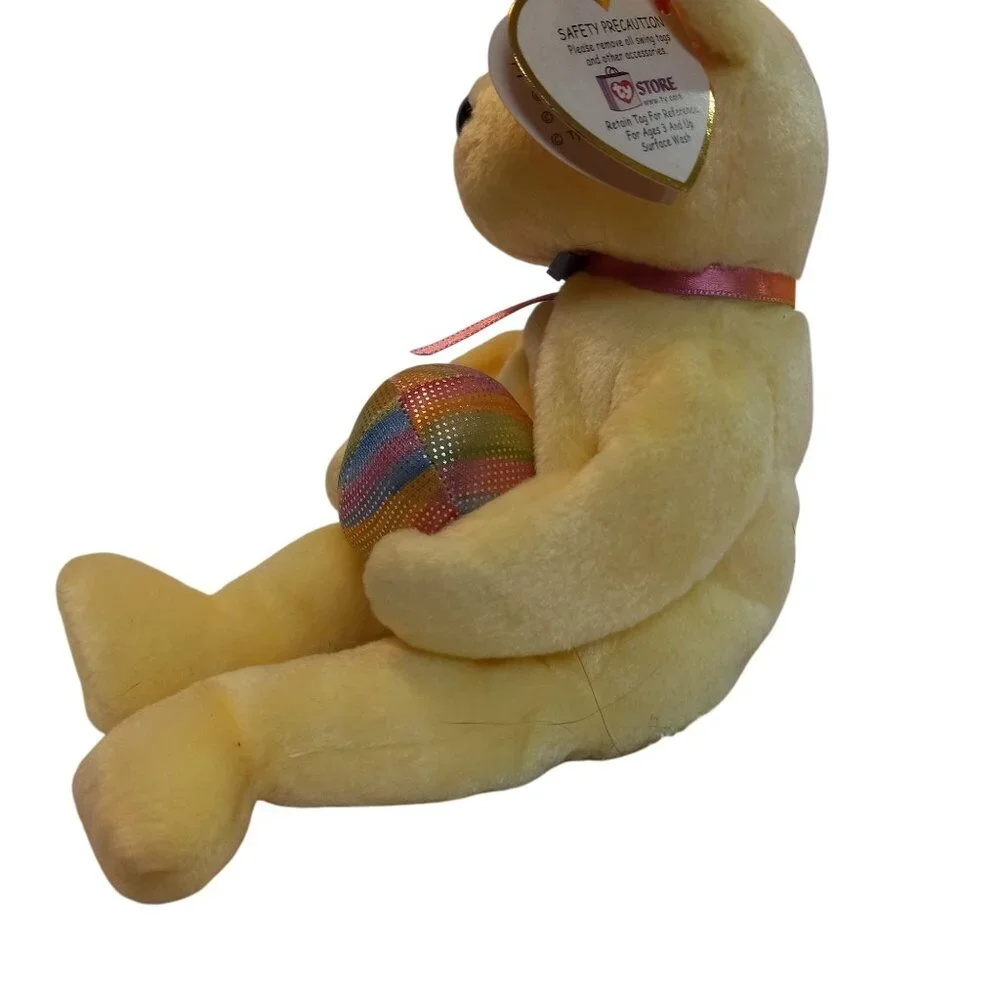 Ty Beanie Babies Bear Eggbeart Stuffed Plush 2004 Easter Yellow Ribbon Egg NEW - Picture 4 of 10